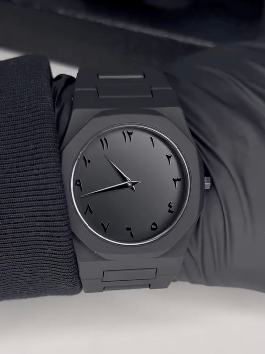 Black Arabic Aura Watch – Lightweight Design, Arabic Dial Full Black Aura Wrist Watch